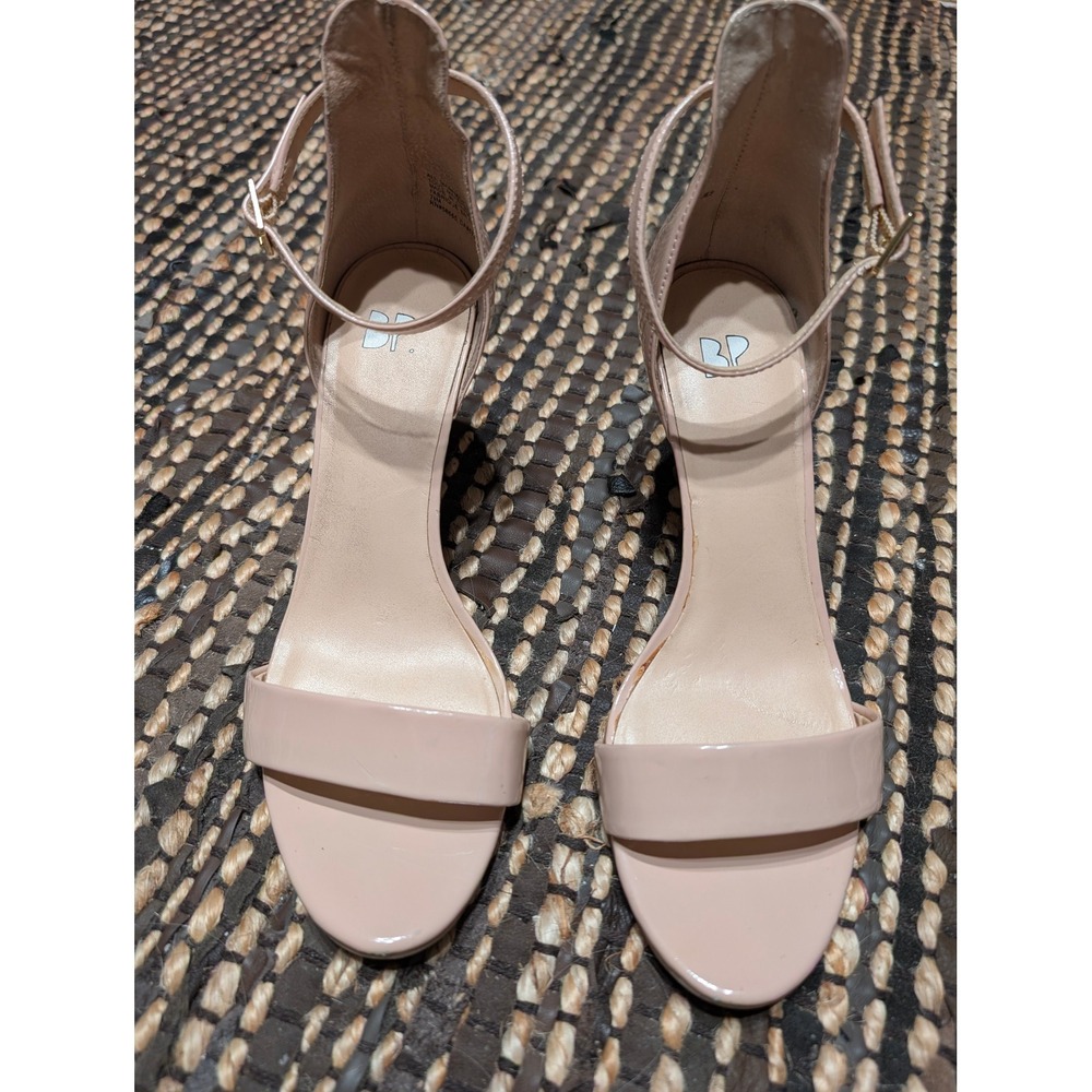 Nordstrom BP Luminate Nude Blush Ankle Strap Stiletto Heels Sandals Size 7.5M